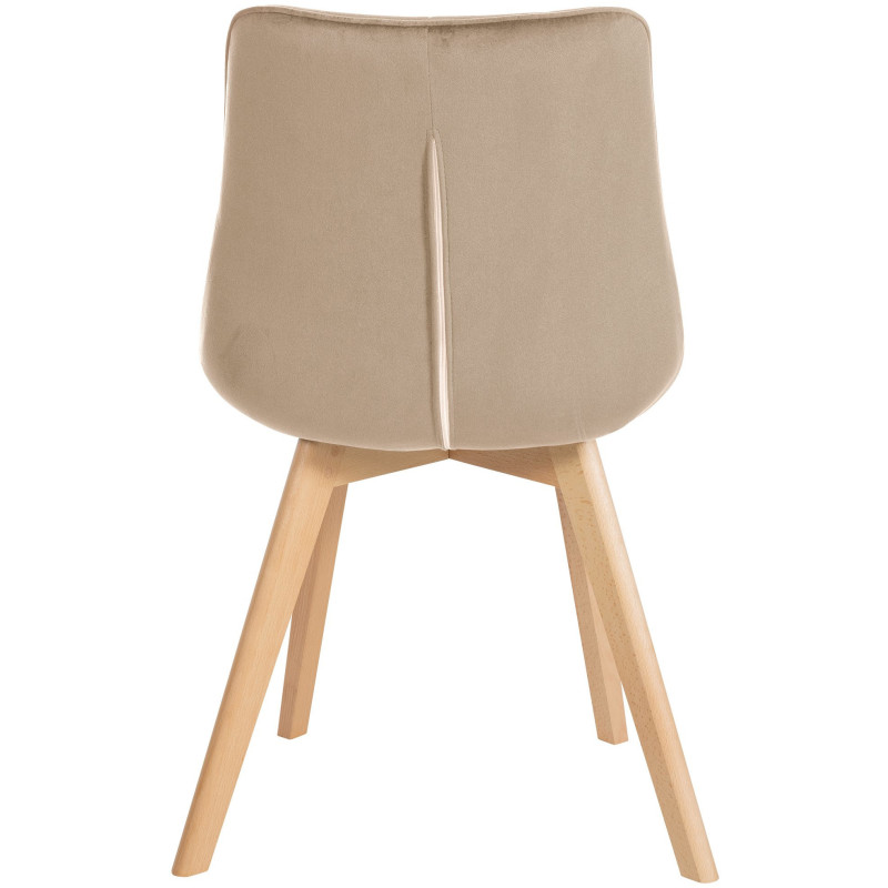 Chaise matelassée scandinave en Velours Marron Bois Naturel Laura - 5