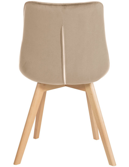 Chaise matelassée scandinave en Velours Marron Bois Naturel Laura - 5