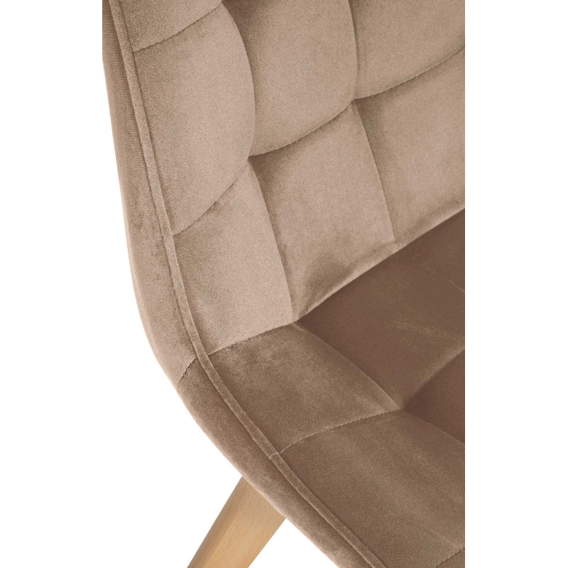 Chaise matelassée scandinave en Velours Marron Bois Naturel Laura - 6