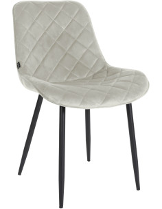 Chaise moderne chic matelassée en Velours Blanc crème Métal Noir Phorina - 1