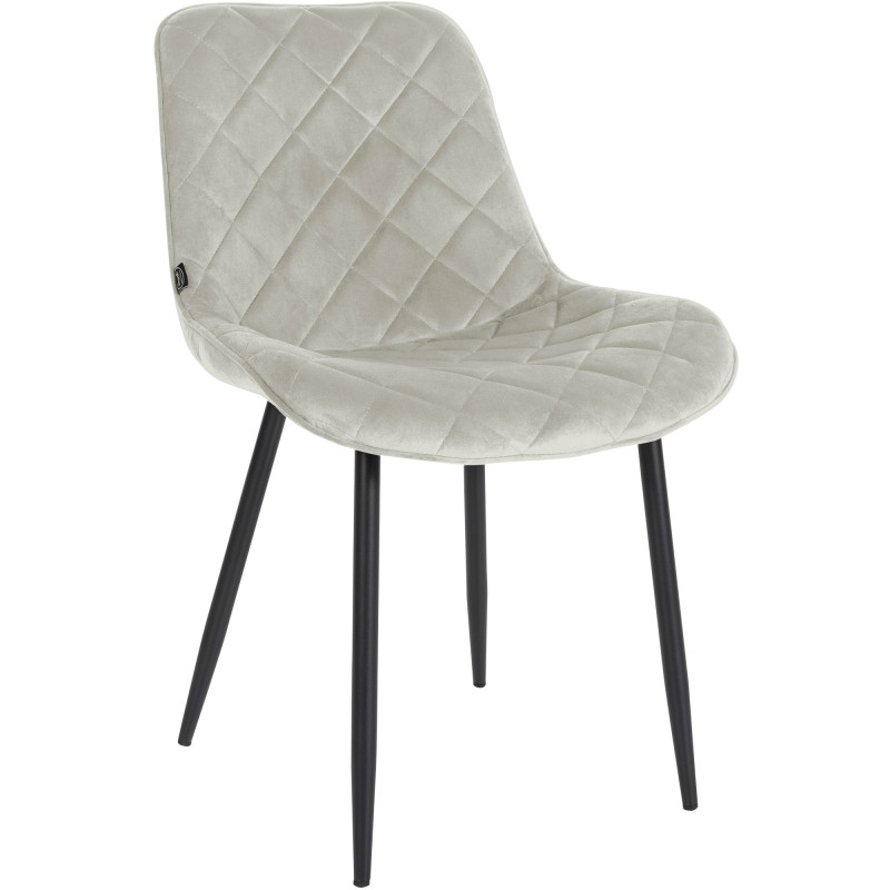 Chaise moderne chic matelassée en Velours Blanc crème Métal Noir Phorina - 1