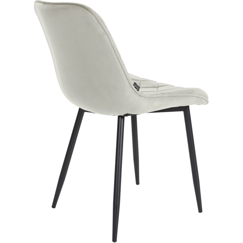 Chaise moderne chic matelassée en Velours Blanc crème Métal Noir Phorina - 2