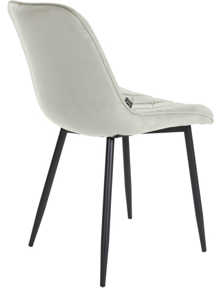 Chaise moderne chic matelassée en Velours Blanc crème Métal Noir Phorina - 2