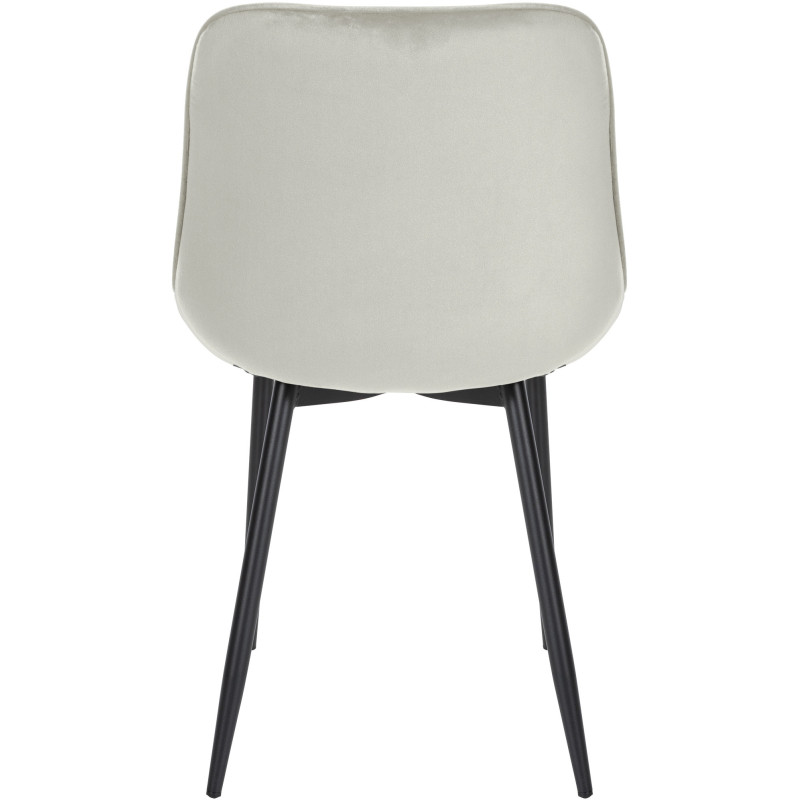 Chaise moderne chic matelassée en Velours Blanc crème Métal Noir Phorina - 3