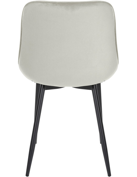 Chaise moderne chic matelassée en Velours Blanc crème Métal Noir Phorina - 3