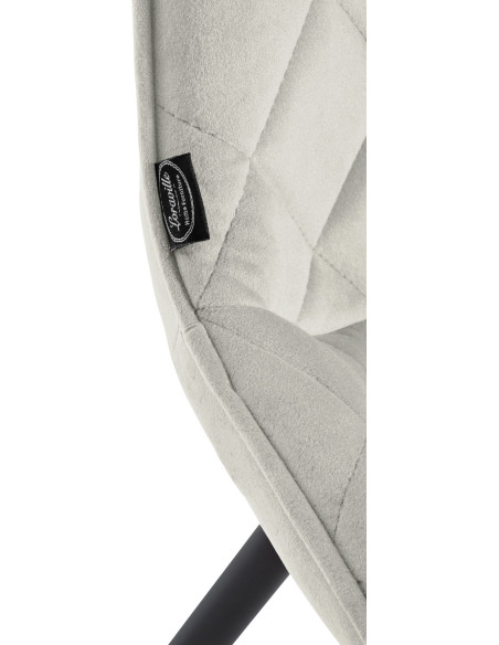 Chaise moderne chic matelassée en Velours Blanc crème Métal Noir Phorina - 4