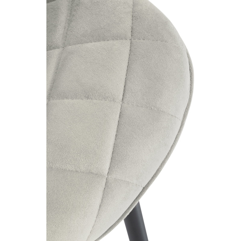 Chaise moderne chic matelassée en Velours Blanc crème Métal Noir Phorina - 5