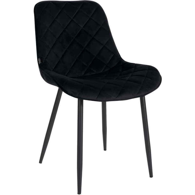 Chaise moderne chic matelassée en Velours Noir Métal Noir Phorina - 1