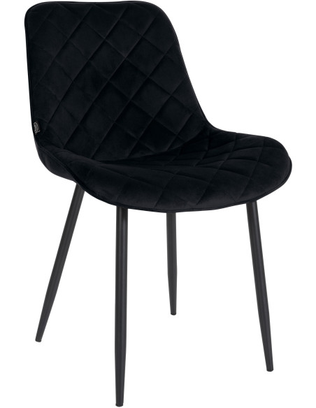 Chaise moderne chic matelassée en Velours Noir Métal Noir Phorina - 1