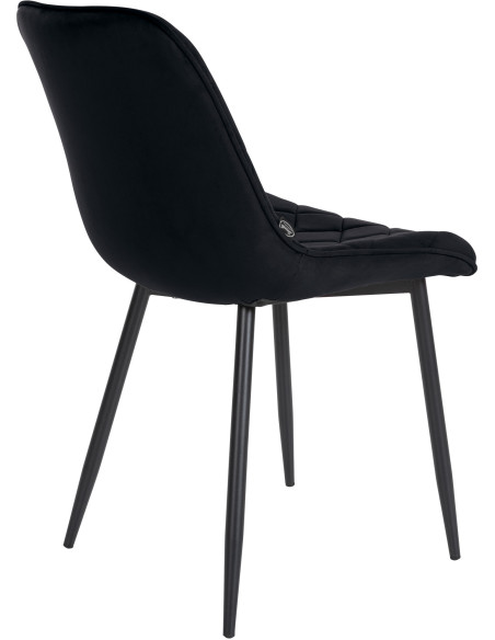 Chaise moderne chic matelassée en Velours Noir Métal Noir Phorina - 2