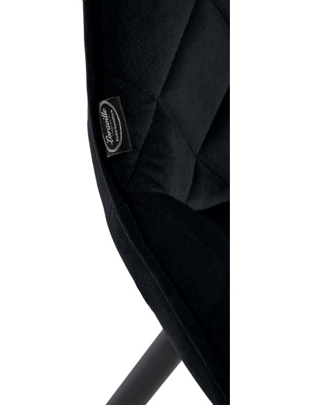 Chaise moderne chic matelassée en Velours Noir Métal Noir Phorina - 4