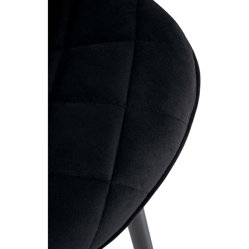 Chaise moderne chic matelassée en Velours Noir Métal Noir Phorina - 5
