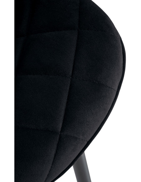 Chaise moderne chic matelassée en Velours Noir Métal Noir Phorina - 5
