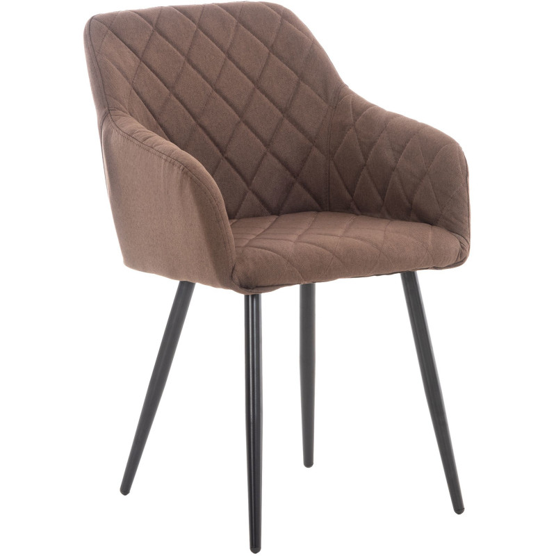 Fauteuil de table motif matelassé en Tissu Marron Métal Noir Solinda - 1