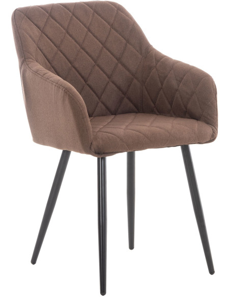 Fauteuil de table motif matelassé en Tissu Marron Métal Noir Solinda - 1