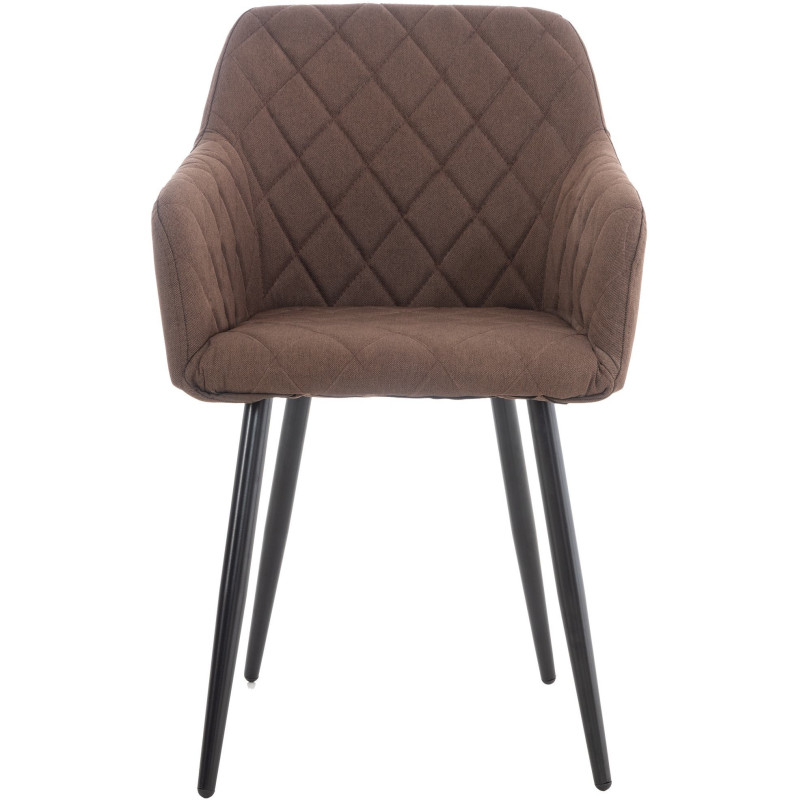 Fauteuil de table motif matelassé en Tissu Marron Métal Noir Solinda - 2
