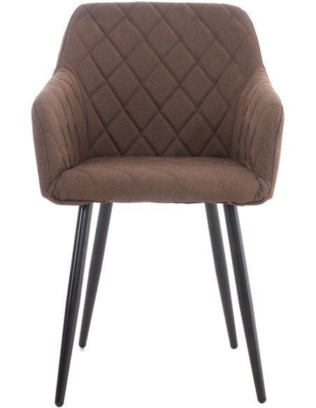 Fauteuil de table motif matelassé en Tissu Marron Métal Noir Solinda - 2