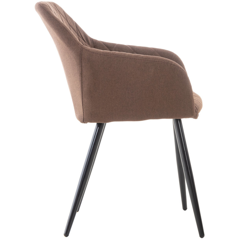 Fauteuil de table motif matelassé en Tissu Marron Métal Noir Solinda - 3