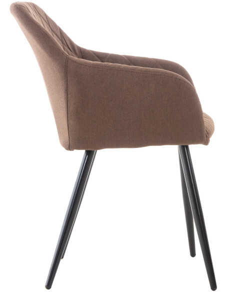 Fauteuil de table motif matelassé en Tissu Marron Métal Noir Solinda - 3