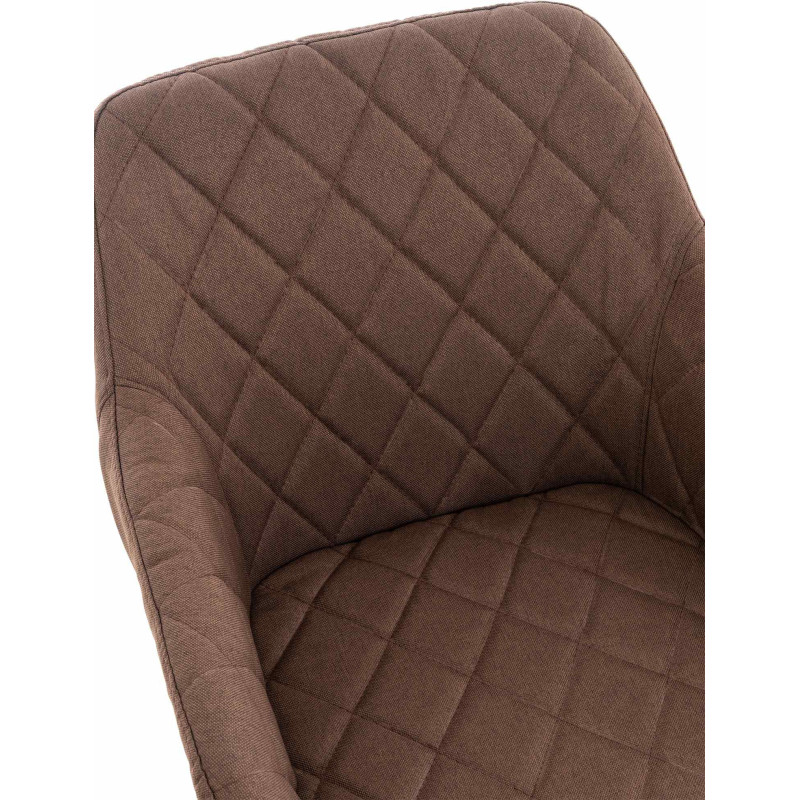 Fauteuil de table motif matelassé en Tissu Marron Métal Noir Solinda - 5