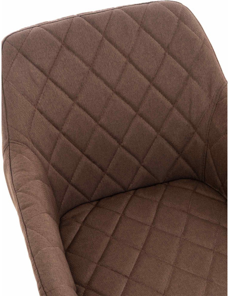Fauteuil de table motif matelassé en Tissu Marron Métal Noir Solinda - 5