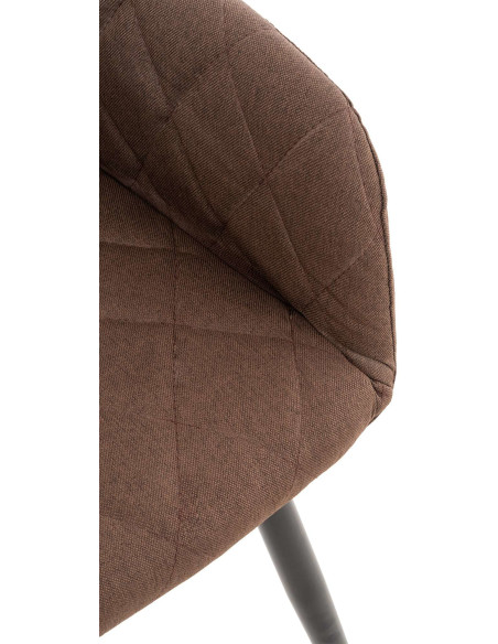 Fauteuil de table motif matelassé en Tissu Marron Métal Noir Solinda - 6