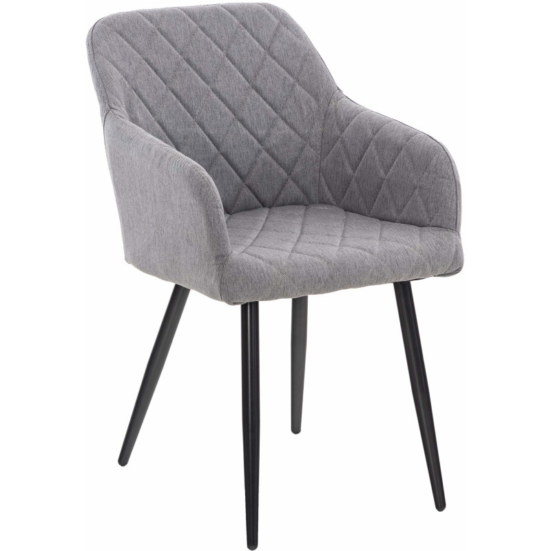 Fauteuil de table motif matelassé en Tissu Gris Métal Noir Solinda - 1