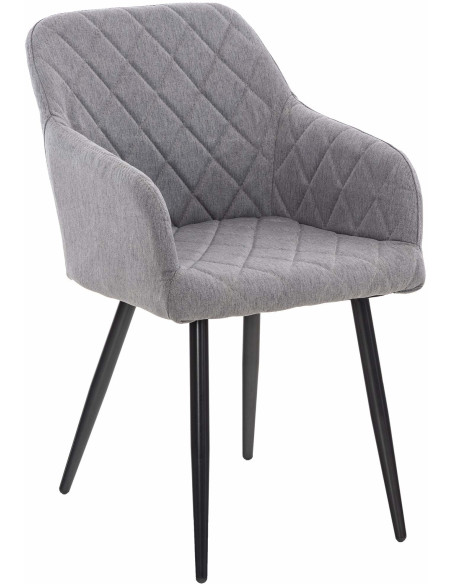 Fauteuil de table motif matelassé en Tissu Gris Métal Noir Solinda - 1