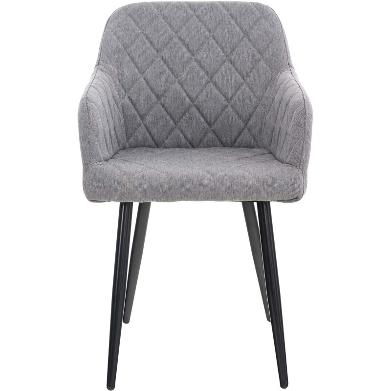 Fauteuil de table motif matelassé en Tissu Gris Métal Noir Solinda - 2