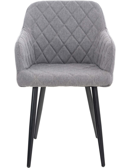 Fauteuil de table motif matelassé en Tissu Gris Métal Noir Solinda - 2