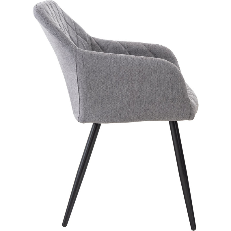 Fauteuil de table motif matelassé en Tissu Gris Métal Noir Solinda - 3