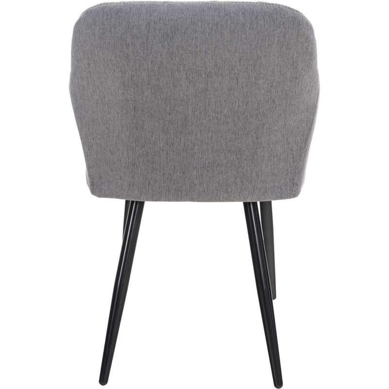 Fauteuil de table motif matelassé en Tissu Gris Métal Noir Solinda - 4