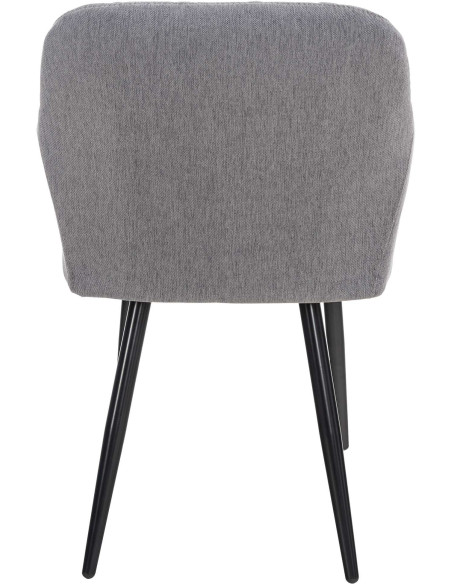 Fauteuil de table motif matelassé en Tissu Gris Métal Noir Solinda - 4