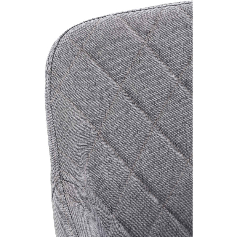 Fauteuil de table motif matelassé en Tissu Gris Métal Noir Solinda - 5