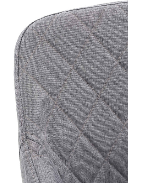 Fauteuil de table motif matelassé en Tissu Gris Métal Noir Solinda - 5