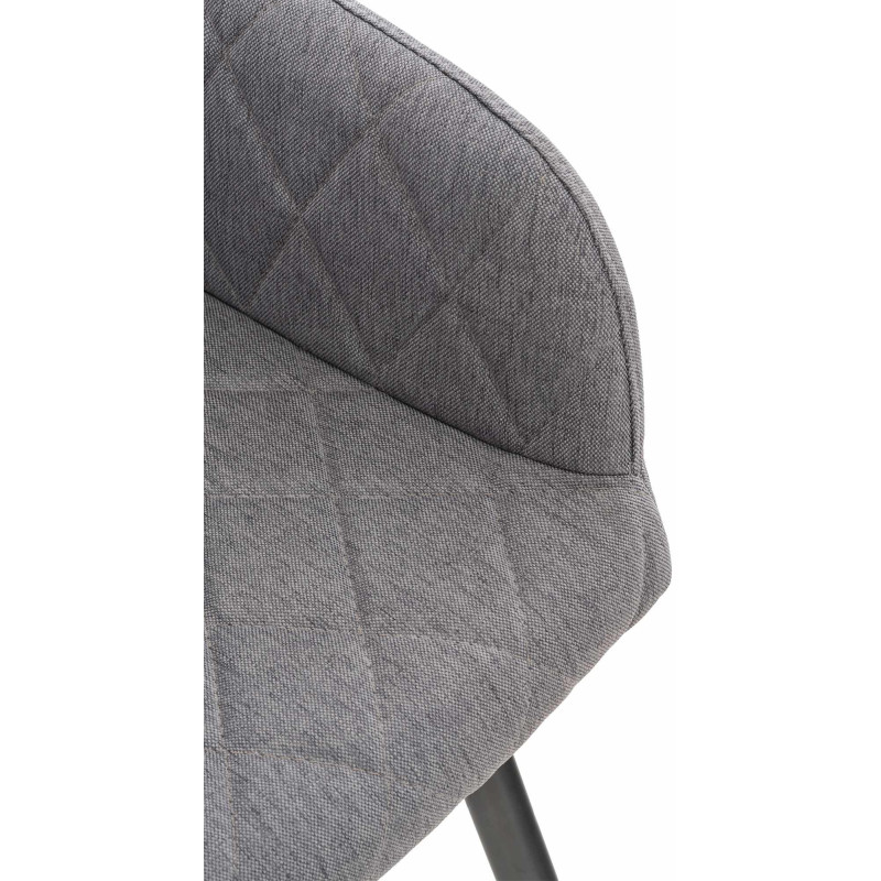 Fauteuil de table motif matelassé en Tissu Gris Métal Noir Solinda - 6