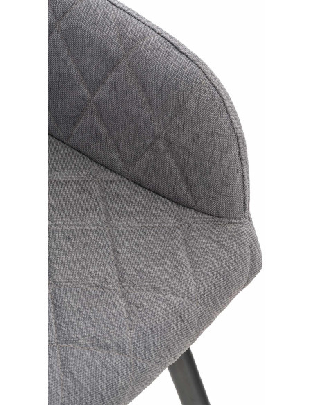 Fauteuil de table motif matelassé en Tissu Gris Métal Noir Solinda - 6