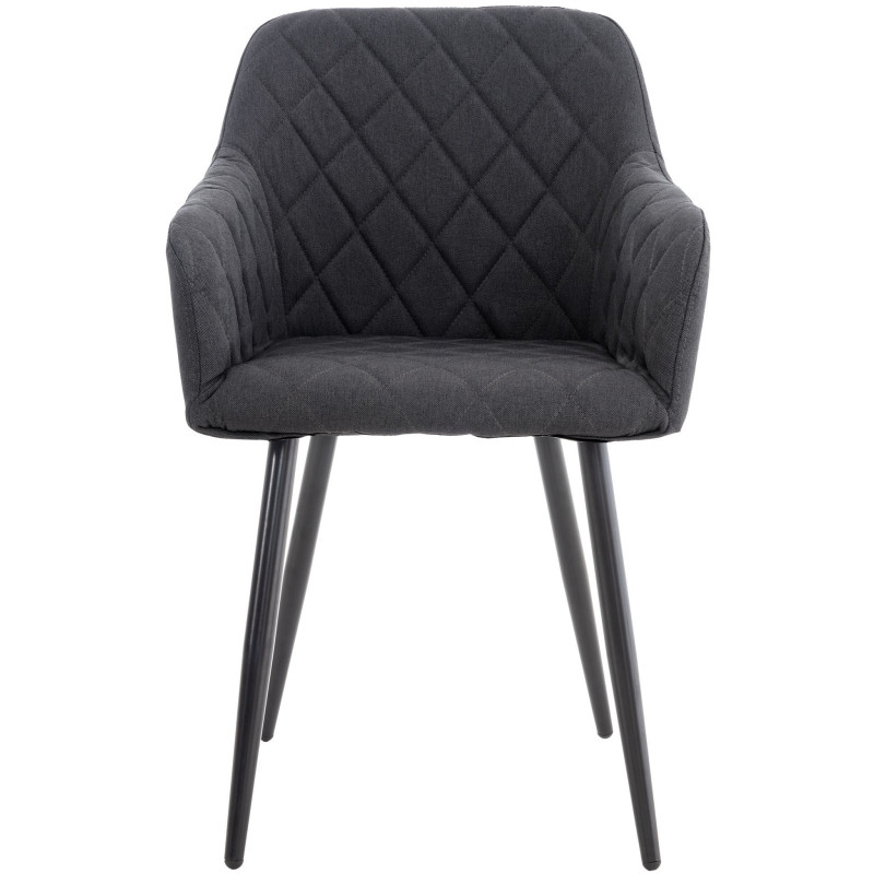 Fauteuil de table motif matelassé en Tissu Noir Métal Noir Solinda - 2
