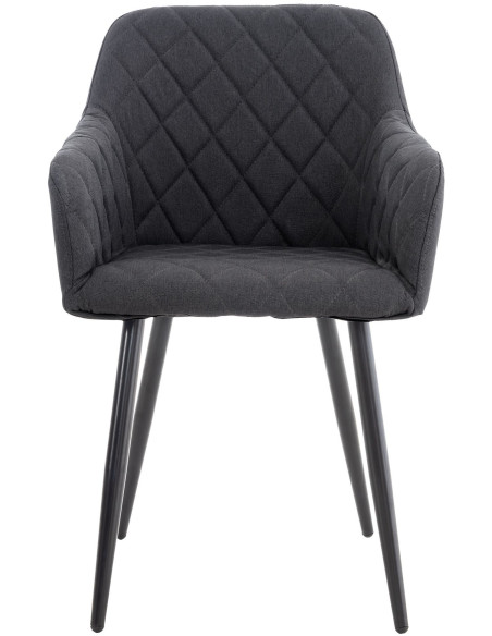 Fauteuil de table motif matelassé en Tissu Noir Métal Noir Solinda - 2