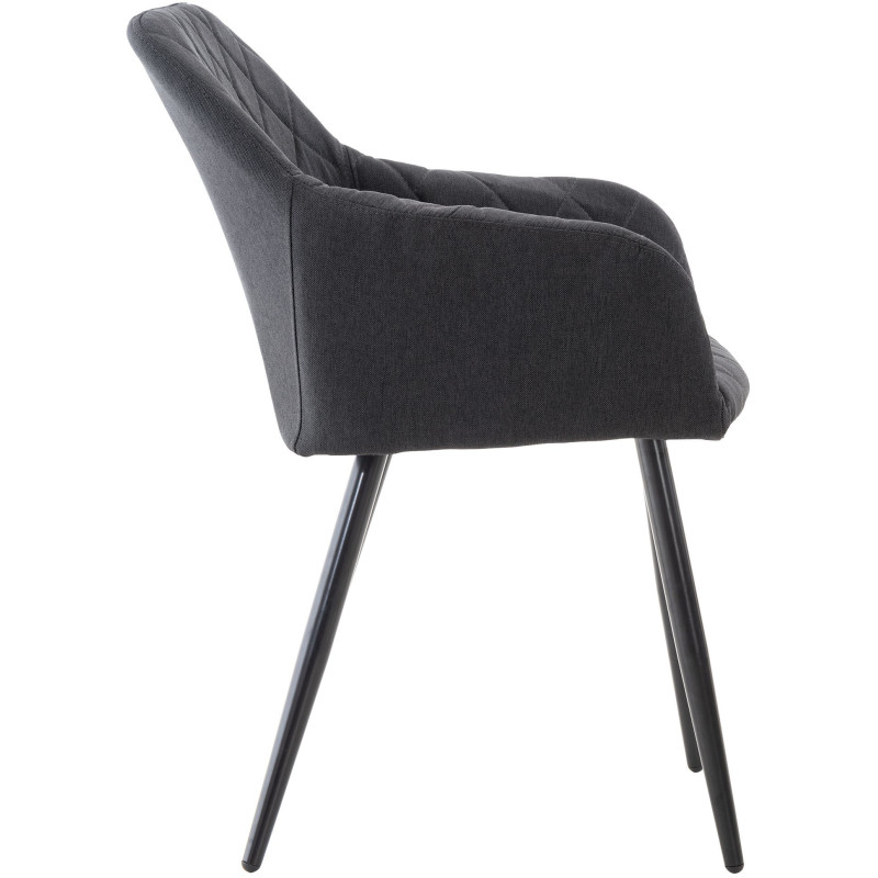 Fauteuil de table motif matelassé en Tissu Noir Métal Noir Solinda - 3