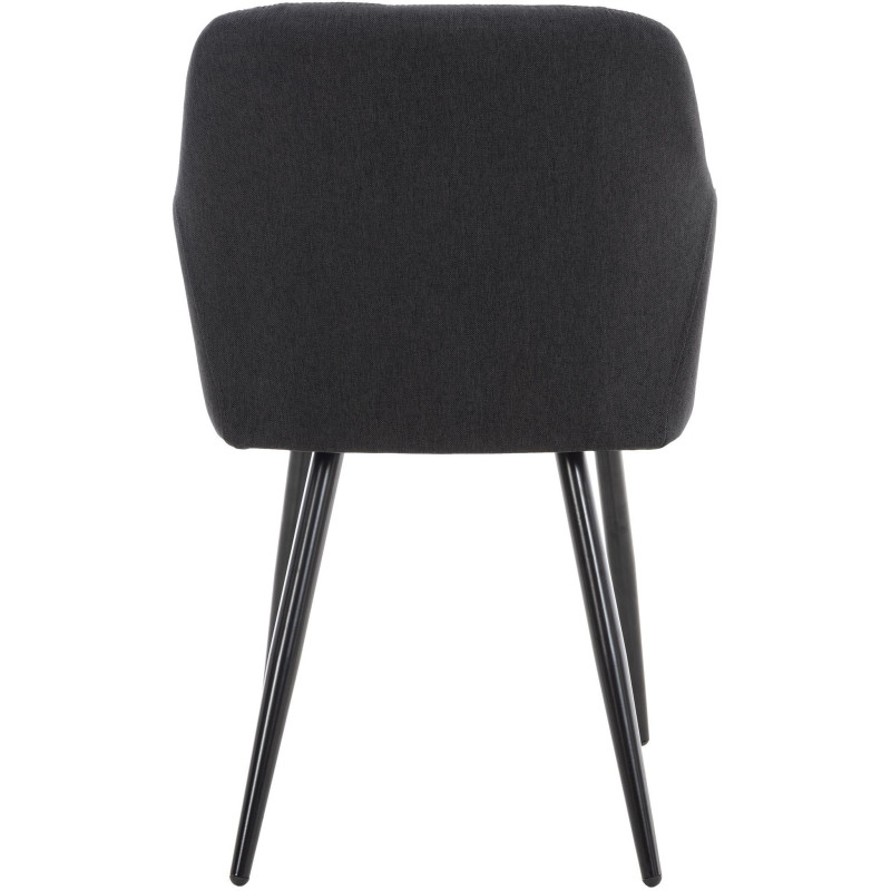 Fauteuil de table motif matelassé en Tissu Noir Métal Noir Solinda - 4