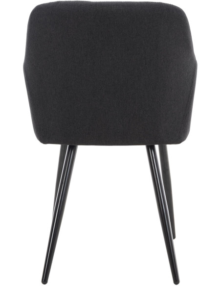 Fauteuil de table motif matelassé en Tissu Noir Métal Noir Solinda - 4