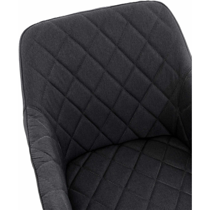 Fauteuil de table motif matelassé en Tissu Noir Métal Noir Solinda - 5