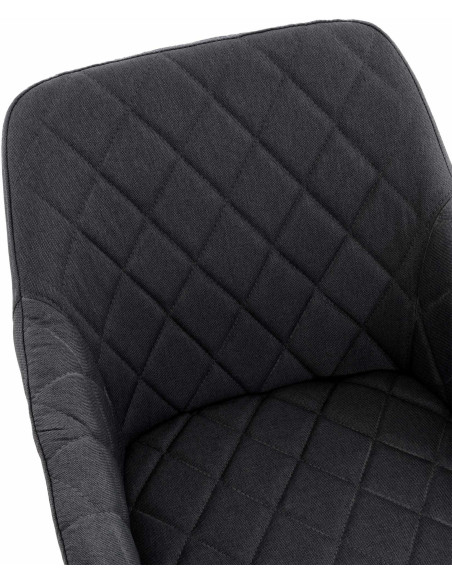 Fauteuil de table motif matelassé en Tissu Noir Métal Noir Solinda - 5
