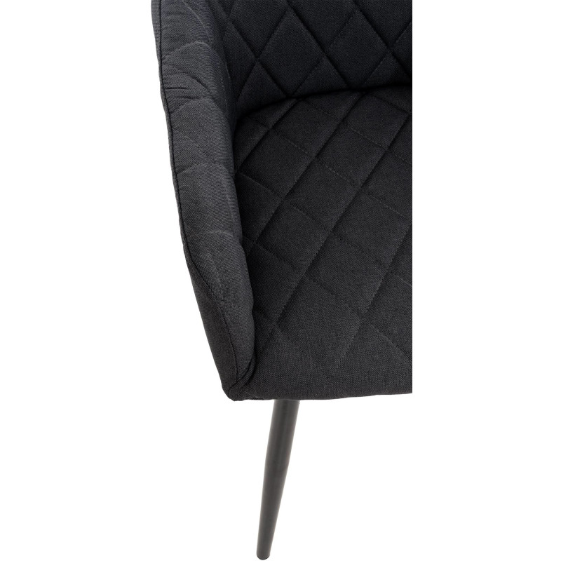 Fauteuil de table motif matelassé en Tissu Noir Métal Noir Solinda - 6