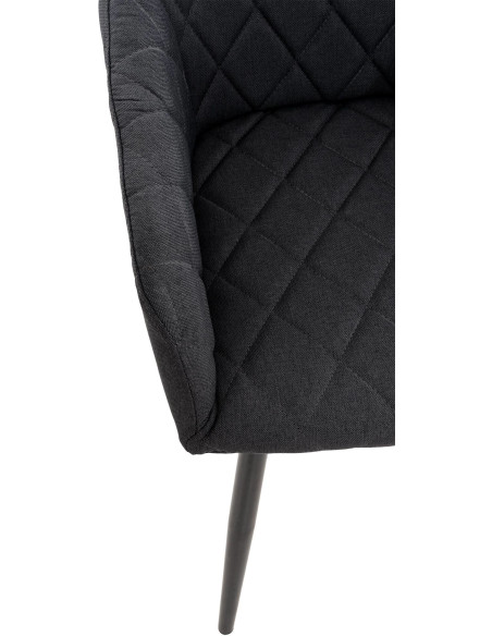 Fauteuil de table motif matelassé en Tissu Noir Métal Noir Solinda - 6