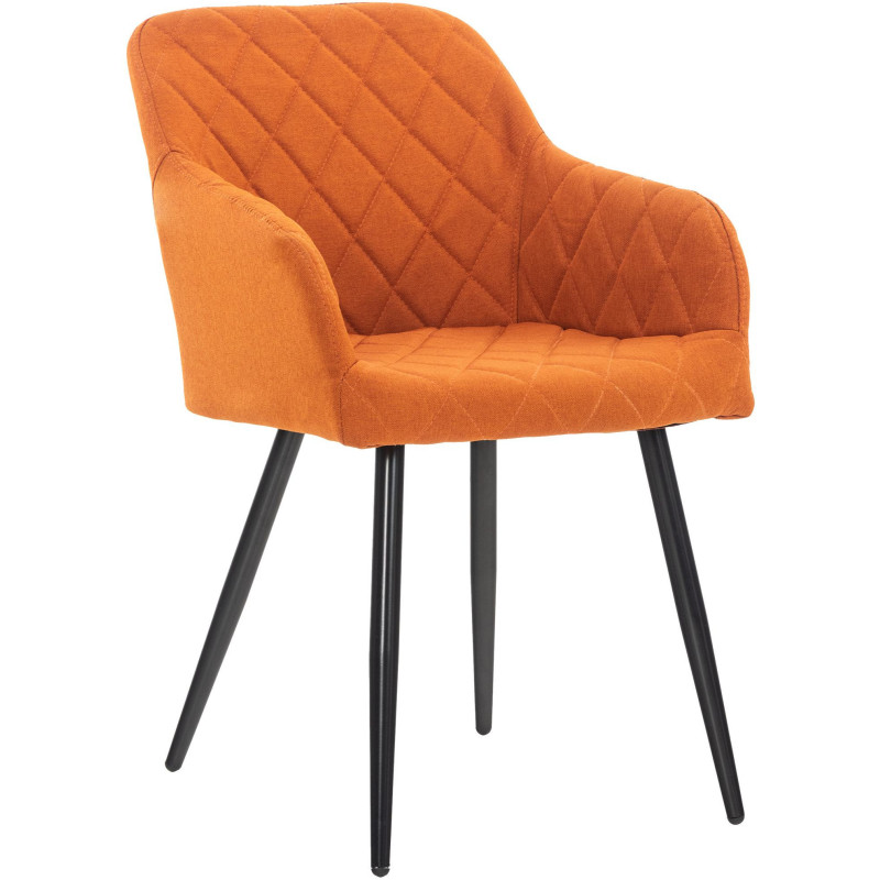 Fauteuil de table motif matelassé en Tissu Orange Métal Noir Solinda - 1