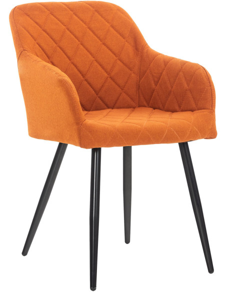 Fauteuil de table motif matelassé en Tissu Orange Métal Noir Solinda - 1