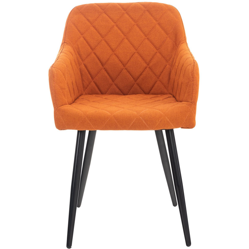 Fauteuil de table motif matelassé en Tissu Orange Métal Noir Solinda - 2