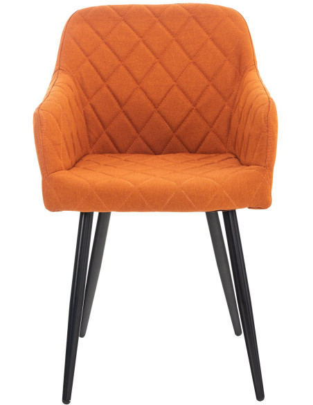 Fauteuil de table motif matelassé en Tissu Orange Métal Noir Solinda - 2